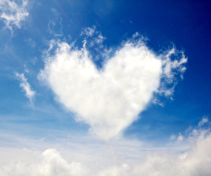 heart shape cloud over blue sky