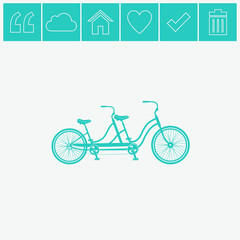 Retro tandem bicycle vector icon.