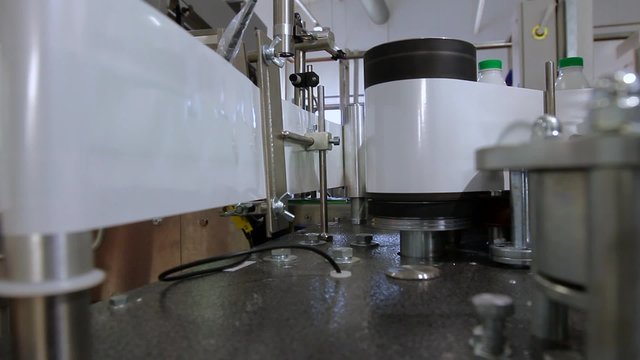Technolofy of conveyor with milk bottles
