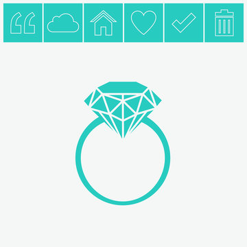 Diamond ring vector icon.