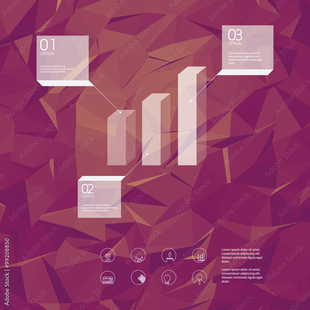 Poster infographics template with business icons. statistics data presentation. menu options on polygonal b