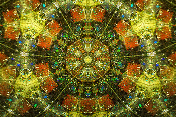 Abstract Background kaleidoscope effect polygon circle ornament.