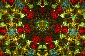Abstract Background kaleidoscope effect polygon circle ornament.
