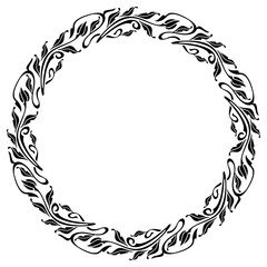 Round silhouette frame in art nouveau style
