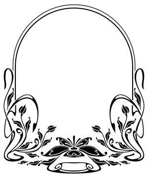 Round silhouette frame in art nouveau style