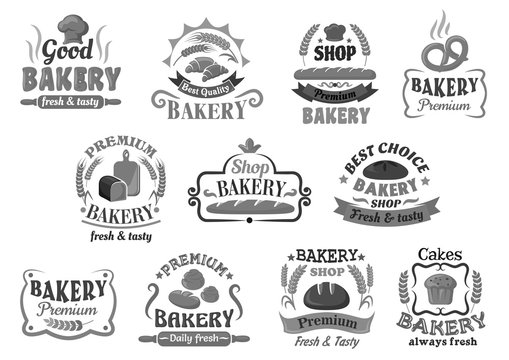 Bakery and pastry emblems or signboards