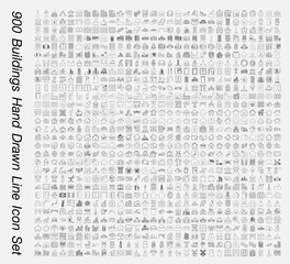 Building Hand Drawn lineIcons Set