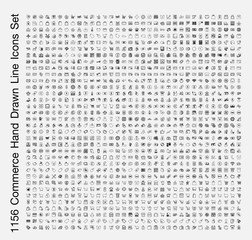 Commerce Hand Drawn line icon set