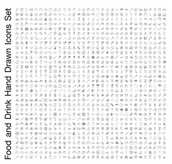 Food and Drink Hand Drawn line icon set