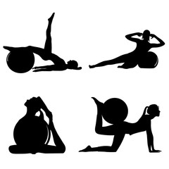 set of fitness Pilates icons, vector illustration
