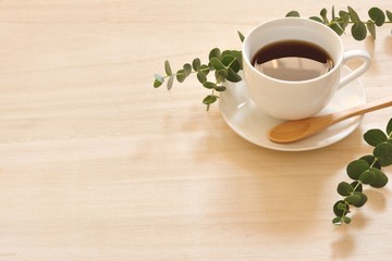 コーヒー　木目背景
