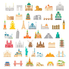 Fototapeta premium Flat design famous landmark set