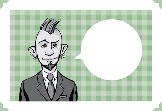 Greeting card with punk businessman
