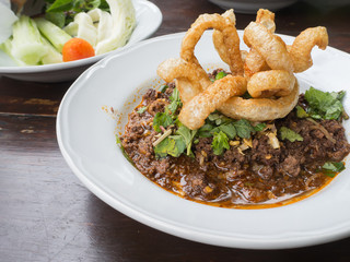 Spicy minced pork, traditional Thai food