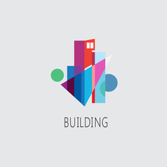 Fototapeta premium vector abstract colorful icon building and logo, building compos