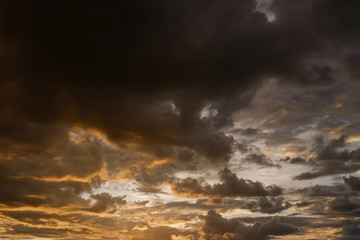 sunset sky and glowing cloud, twilight sky before rain weather