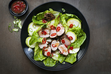 Pork Salad with Chili Pear and Cos Lettuce