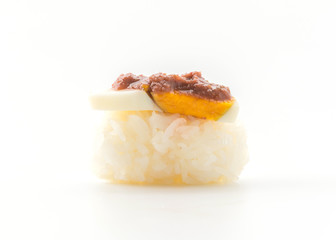 egg with shrimp paste sauce sushi