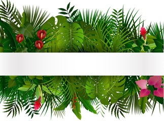 Naklejka premium Tropical foliage. Floral design background