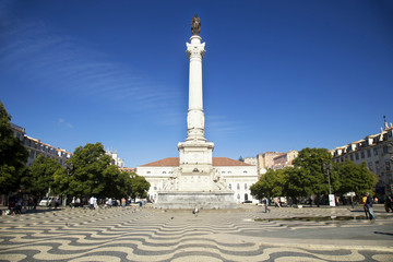 Fototapeta na wymiar The Column of Pedro IV at Rossio square, Lisbon