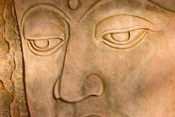 Portrait of a Buddha statue on public park in Thailand