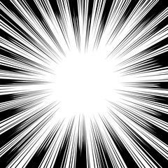 Fototapeta premium Comic book black and white radial lines background Square fight