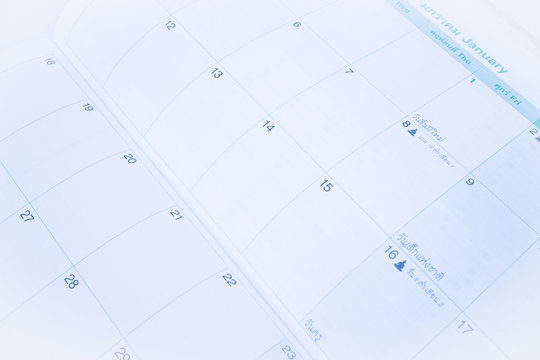 Organizer calendar template paper up close