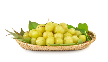 Star gooseberry and leaves isolate on white background