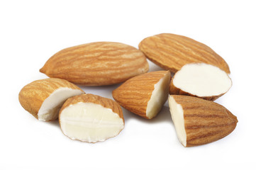 almond nuts isolated on white background