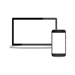 computer notebook and mobile on white background isolate vector illustration eps 10