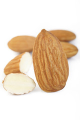 raw almond nut isolated on white