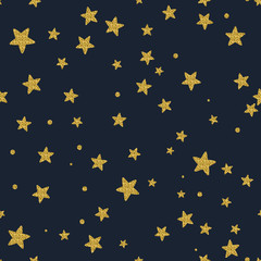 Gold glitter stars in the sky