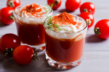 Appetizer of tomato and cream