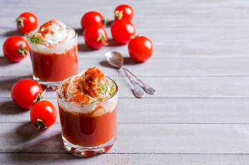 Appetizer of tomato and cream
