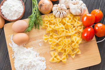 dry pasta spaghetti with ingredient