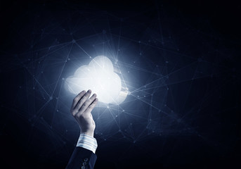 Cloud computing icon on digital background