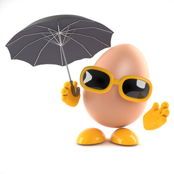 3d Egg has an umbrella