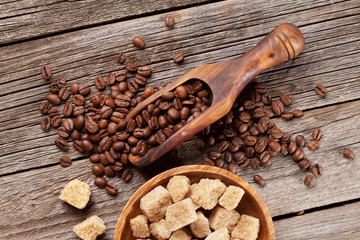 Coffee beans and brown sugar