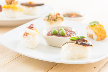 Fried Mackerel with Shrimp Paste Sauce Sushi