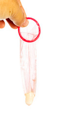 Hand with condom ready to use