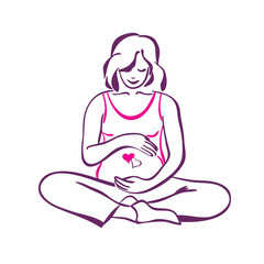 Hand drawn silhouette of pregnant woman