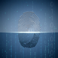 Scanning a fingerprint. Technology background.