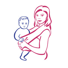 Mother with small baby in the hands