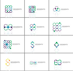Set of linear abstract logos. Swirl, circle, infinity loop and other concepts. Logotype brand templates