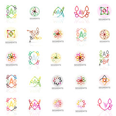 Set of vector linear logotypes, geometric abstract symbols, elegant icons