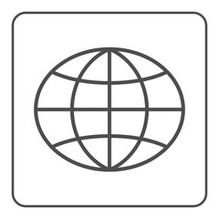 Obraz premium Earth globe icon. Global world sign. Symbol of network, planet, geography, ecology, geology etc. Gray map sign silhouette sphere isolated on white background. Design element. Flat Vector illustration