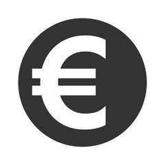 Euro sign. Simple web navigation icon. Symbol of currency, finance, business and banking. Money label. Gray flat coin isolated on white background. Flat design concept Stock Vector illustration