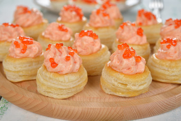 Canape with salmon mousse