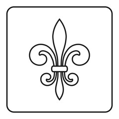 Fleur de Lis symbol. Fleur-de-Lis sign. Royal french lily. Heraldic icon for design, logo or decoration. Elegant flower outline design. Gray element isolated on white background. Vector illustration © alona_s