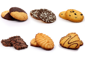 Selection of biscuits on a white background  